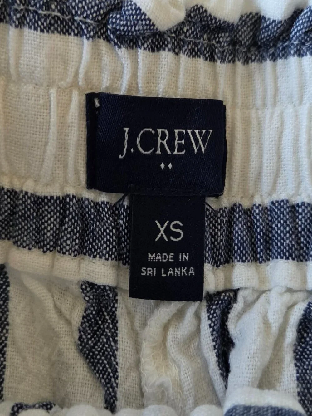 J. Crew Relaxed Casual Pants, Women’s XS, White/Blue Vertical striped, wide leg